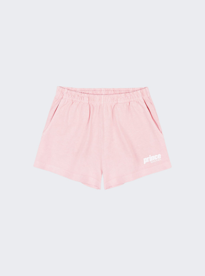 Sporty And Rich Prince Sporty Disco Shorts In Baby Pink And White