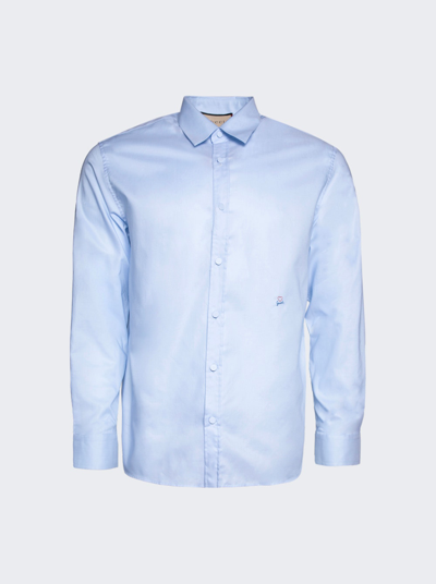 Gucci Blue Logo-embroidered Cotton Shirt In Baby Blue