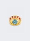 Nevernot 18kt Yellow Gold Ready To See You Topaz And Opal Ring In 18k Gold And Blue Topaz