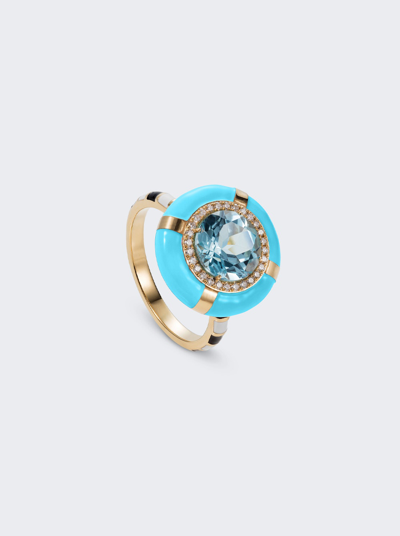 Nevernot Show N Tell Ready To Celebrate Ring In 18k Gold And Blue Topaz