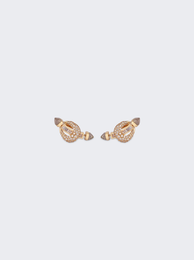 Ananya Chakra Diamond Baguette Ear Studs In 18k Yellow Gold