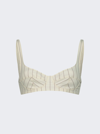 Jean Paul Gaultier Striped Bra Woman White In Polyeter In Ecru