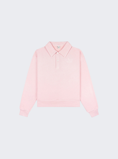 Sporty And Rich Prince Health Cotton Polo Shirt In Baby Pink And White