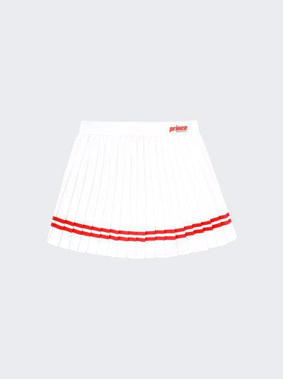 Sporty And Rich Sporty & Rich Women's White Red X Prince Brand-print Stretch-woven Mini Skirt