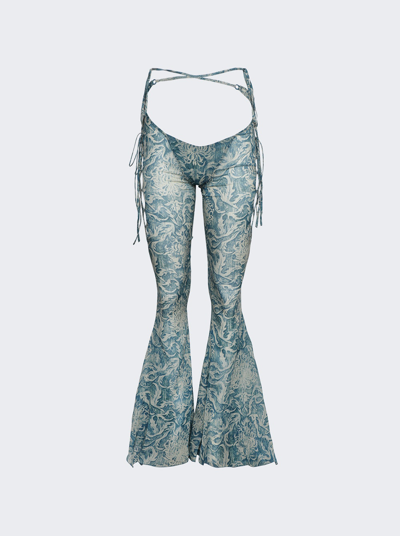 Knwls Glimmer Graphic-print Flared Trousers In Spikewall Blue