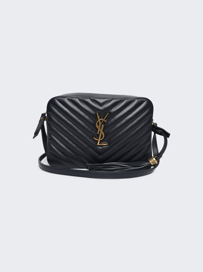 Saint Laurent Croc-embossed Lou Camera Bag In Black