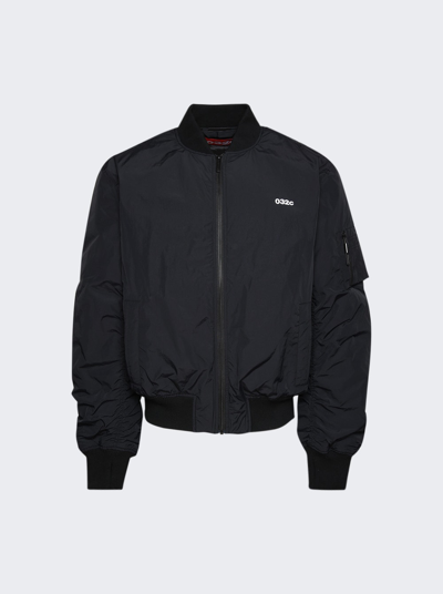 032c Logo-print Zip-up Bomber Jacket In Black