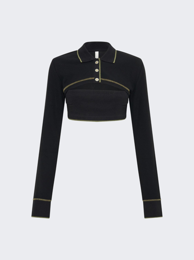 Dion Lee Shrunken Snap Polo Top In Black