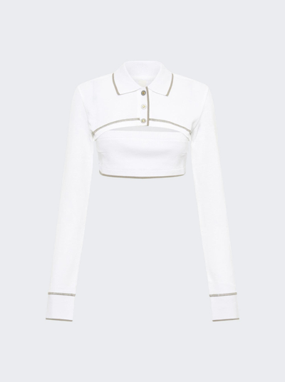 Dion Lee Polo-collar Cotton Crop Top In Ivory