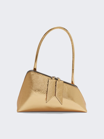 Attico Sunrise Asymmetrical Leather Shoulder Bag In Hot Gold