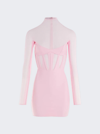 Mugler Sheer-panelled Corset Minidress In Pink