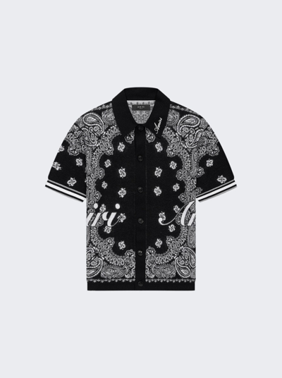 Amiri Cotton Bandana Ss Polo In Black