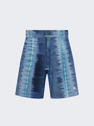 Amiri Tie-dye Leather Shorts In Blue