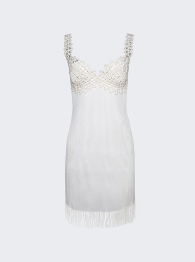 Proenza Schouler Rib-knit Fringed Dress In Optic White
