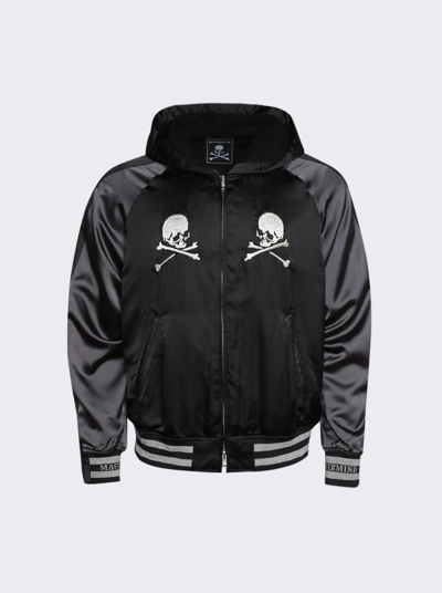 Mastermind Japan Skull-embroidered Bomber Jacket In Black And Charcoal