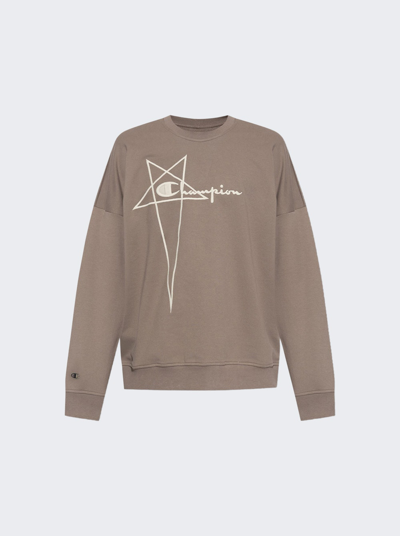 Rick Owens Relaxed-fit Cotton Pullover Sweatshirt With Logo Detail In Dust