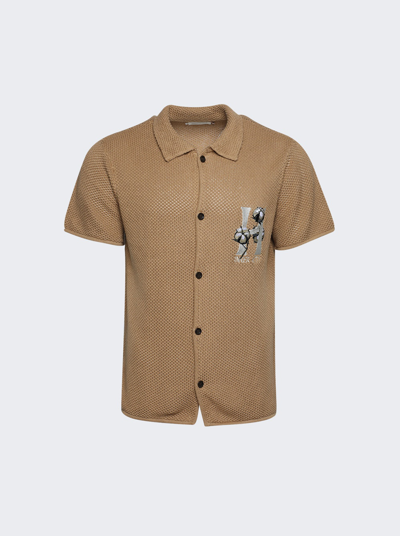 Honor The Gift Knit H Short Sleeve Button Up Shirt In Caramel