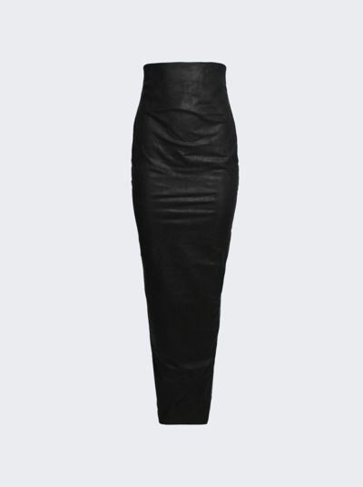 Rick Owens Dirt Pillar Leather Skirt In Black