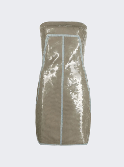 Rick Owens Sequined Bustier Minidress In Blue And Dust