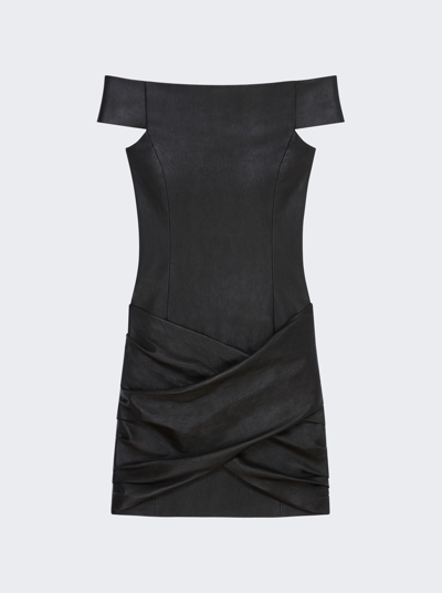 Givenchy Draped Mini Leather Dress In Black