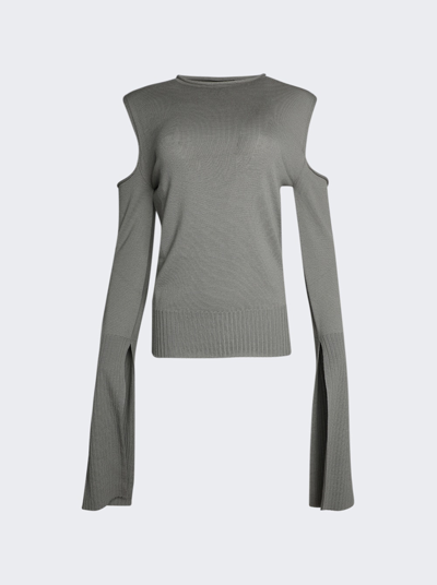 Rick Owens Cape Sleeve Knit Sweater In Grey
