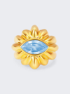 Nevernot Let's Watch The Sunset 18k Yellow Gold Topaz Ring In 18k Gold And Blue Topaz
