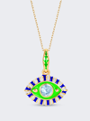 Nevernot Life In Colour Eye Pendant Necklace In Gold And Light Blue Topaz