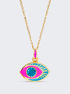 Nevernot Life In Colour Eye Pendant Necklace In Gold And Blue Topaz