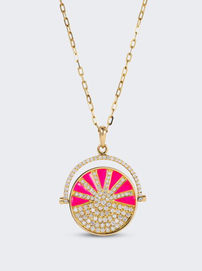 Nevernot Grab N Go Ready To Laugh Necklace In 18k Gold And Pave Diamond