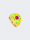 Nevernot 18k Yellow Gold Spread Your Light Ring In 18k Gold And Pink Topaz