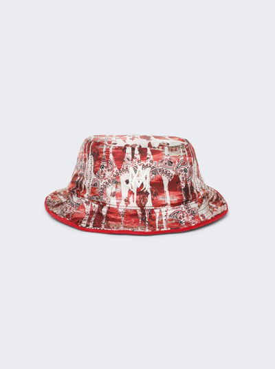Amiri Bandana Aloha Silk Reversible Bucket Hat In Red