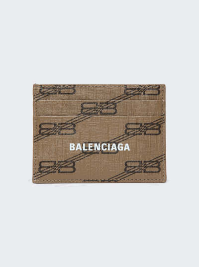 Balenciaga Logo-print Coated-canvas Cardholder In Brown
