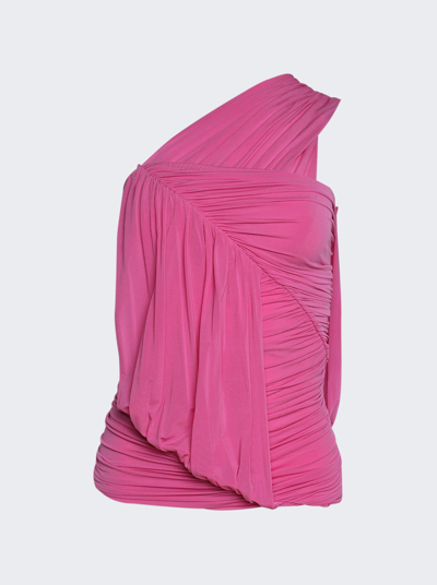 Rick Owens Edfu Draped One-shoulder Blouse In Pink