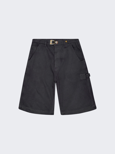 Objects Iv Life Deadstock Cotton Denim Carpenter Shorts In Anthracite Grey