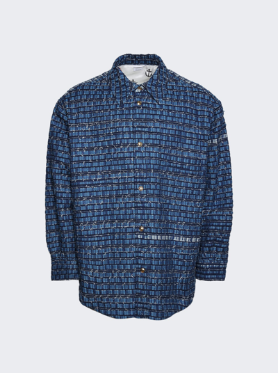 Thom Browne Denim-tweed Shirt Jacket In Medium Blue