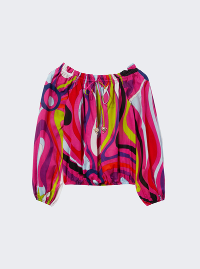 Pucci Front Tie Blouse In Fuchsia