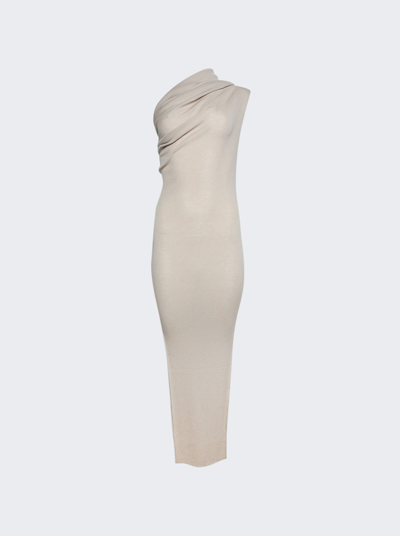 Rick Owens Ribbed One Shoulder Dress In Pearl