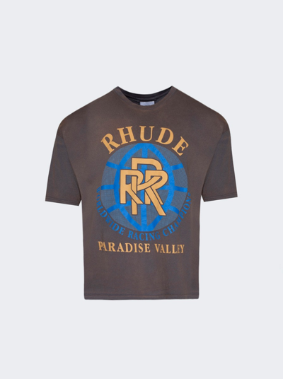 Rhude Paradise Valley Logo-print Cotton-jersey T-shirt In Grey