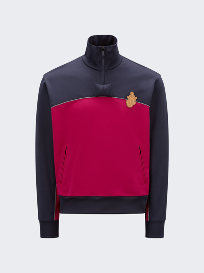 Moncler Genius X Jw Anderson Half-zip Pullover With Logo Patch In Pink