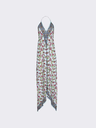 Etro All-over Floral Print Abito Dress In Light Blue
