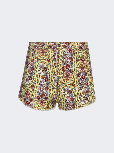 Etro Floral Denim Shorts In Verde