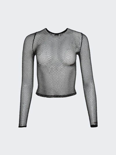 Balenciaga Crystal-embellished Stretch-mesh Top In Black