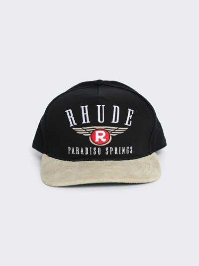 Rhude Paradiso Springs Suede Brim Twill Hat In Black And Khaki