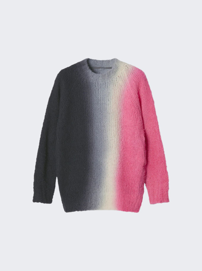 Sacai Tie-dyed Wool-blend Sweater In Grey And Pink
