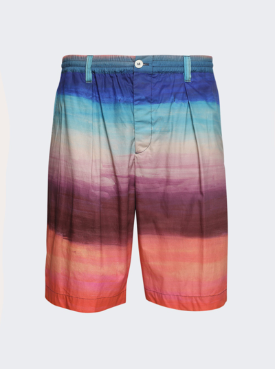 Marni Painterly-print Pleated Cotton Shorts In Multicolor