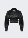 Alaïa Crossover Cropped Leather Jacket In Black