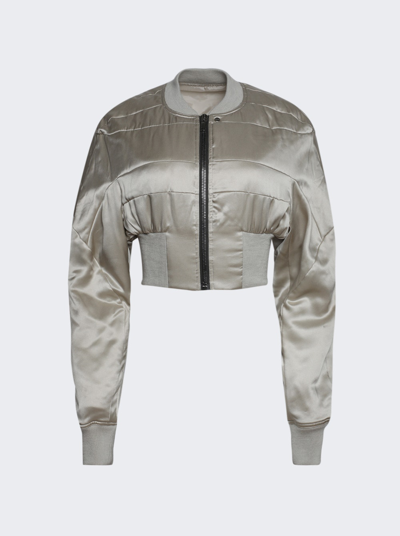 Rick Owens Girdered Flight Jacket In Pearl