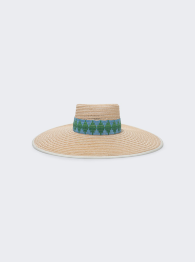 Daestrae Annie Straw Sun Hat In Natural And Blue