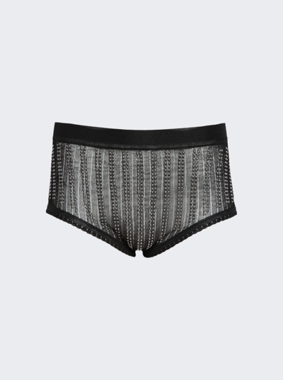 Paco Rabanne Embellished High Waist Briefs In Black