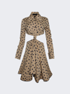 Proenza Schouler Knotted-front Cutout Polka-dot Dress In Khaki